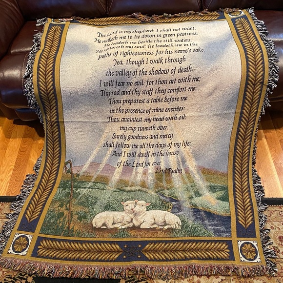 THE MANUAL WOODWORKERS & WEAVERS 23RD PSALMS TAPESTRY THROW. 50 x 60 - Picture 7 of 11